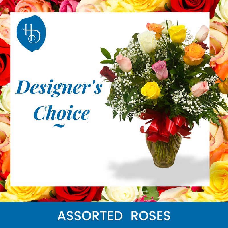 Designers Choice - Assorted Rose Vase