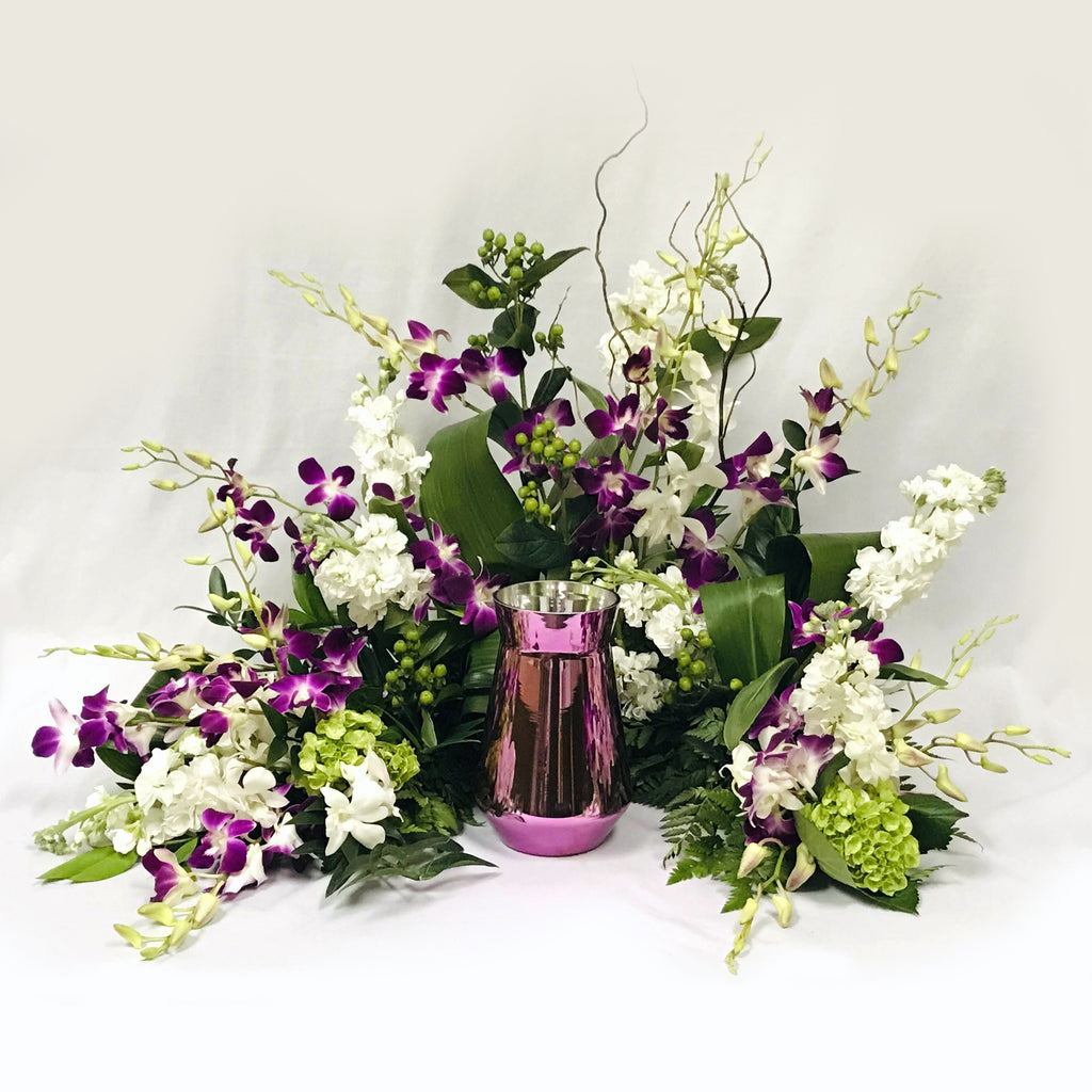 Flower Delivery Florist Funeral Sympathy Naples Amethyst Half Urn Wreath